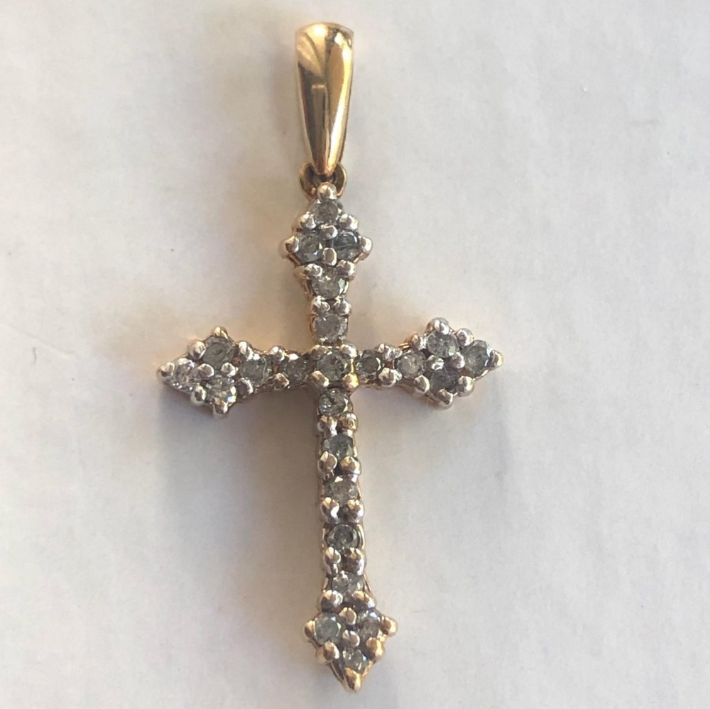 10K Yellow Gold Diamond Cross